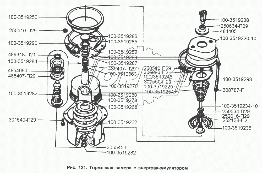 Тормозная камера с энергоаккумулятором